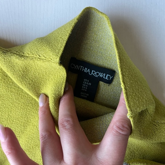 Color block high neck/Turtle neck Sweater lime/grey - Picture 3 of 7